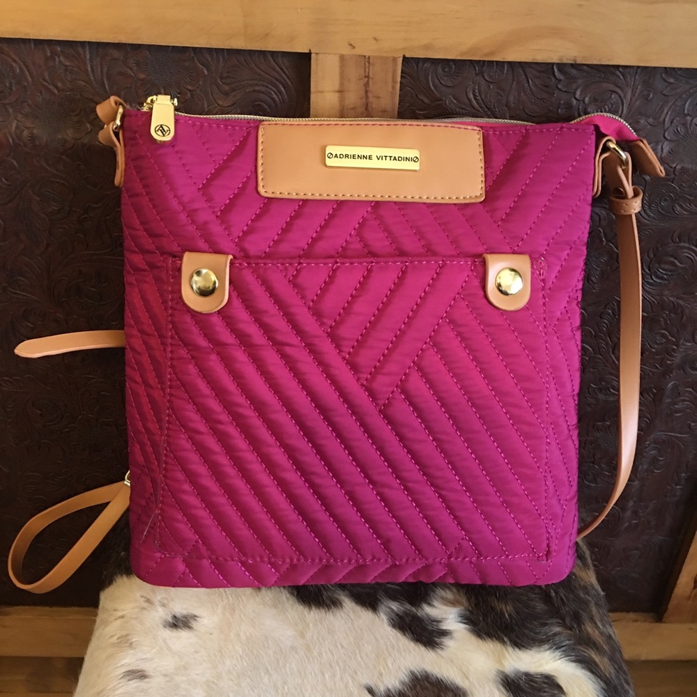 Adrienne Vittadini fuchsia pink quilted crossbody
